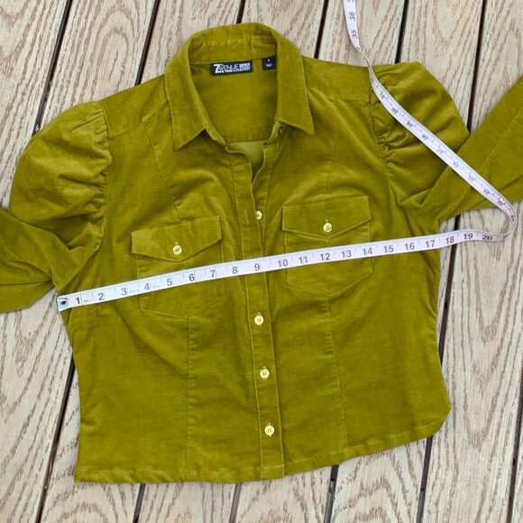 7th Ave Design Studio Small Corduroy Cropped Puff Shoulder Jacket Sz S - Picture 10 of 13